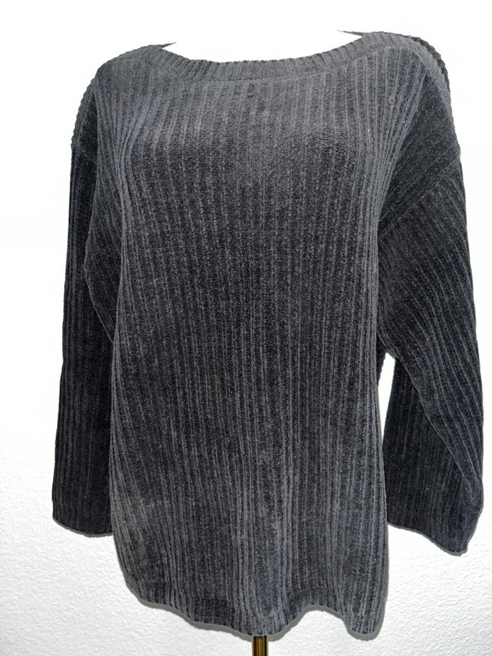 Tommy Bahama Luna Chenille Ribbed Boat Neck Overiszed Sweater - Black - EUC - S